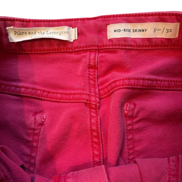 Pilcro & The Letterpress Mid Rise Skinny Stet Pink Jeans, Sz 32 - Picture 13 of 15